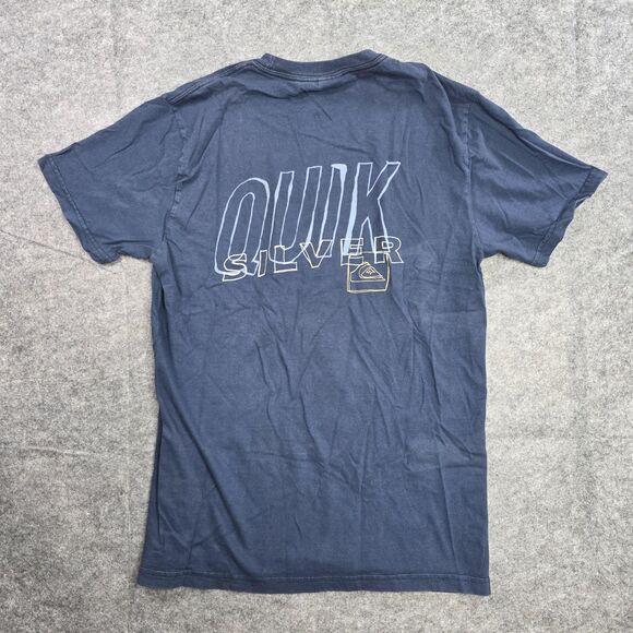 Quiksilver Shirt Mens Medium Blue Graphic Surf Skate Tee Short‎ Sleeve - Picture 1 of 13